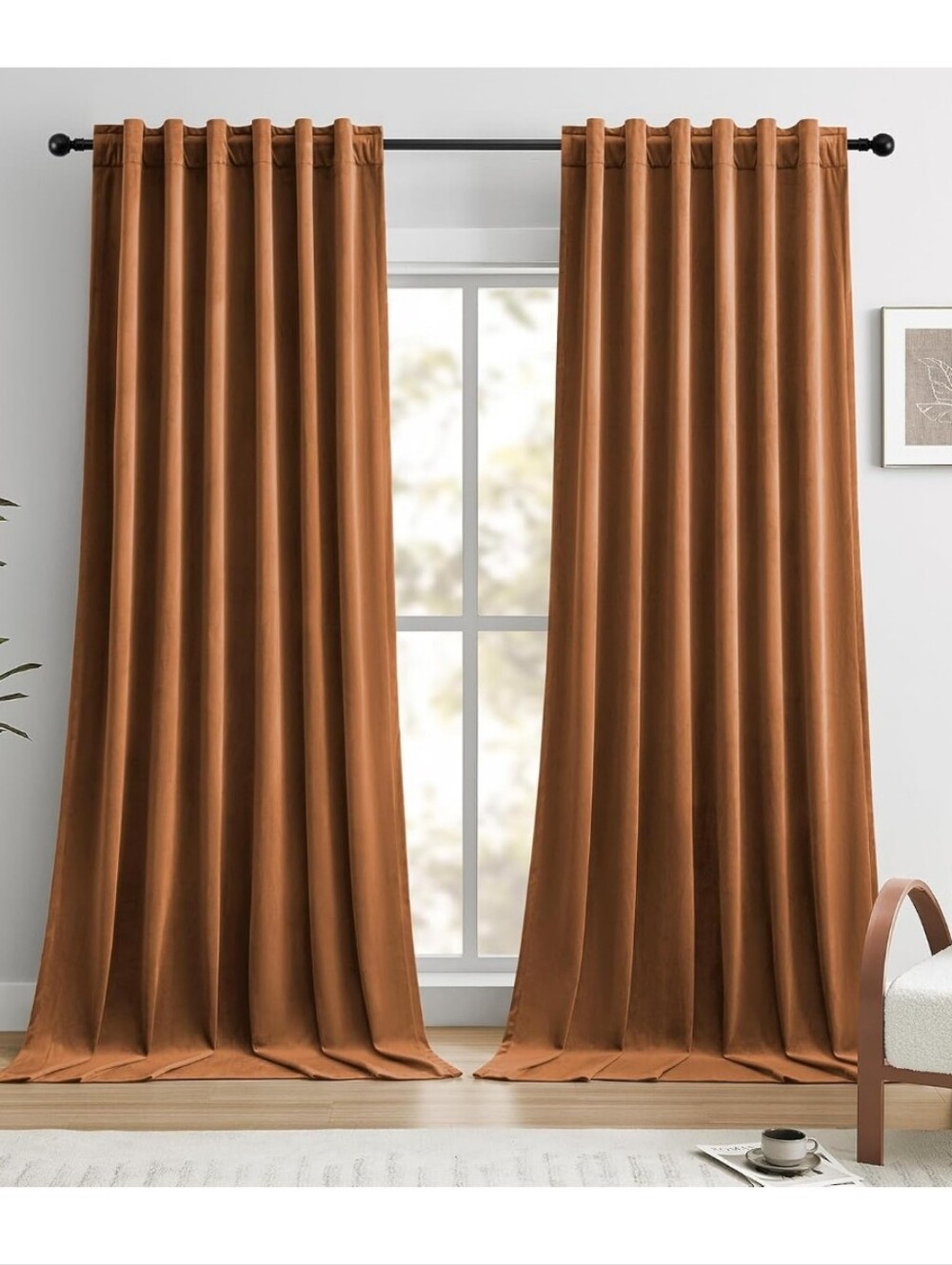Dreaming Casa terracotta brown Blackout Curtins 2 Pack (52"W x 96"L)